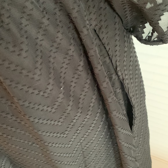 Dex Anita Midi Dress Women’s Black Button Up Overlay w/ Satin Slip Size Large - Picture 5 of 11